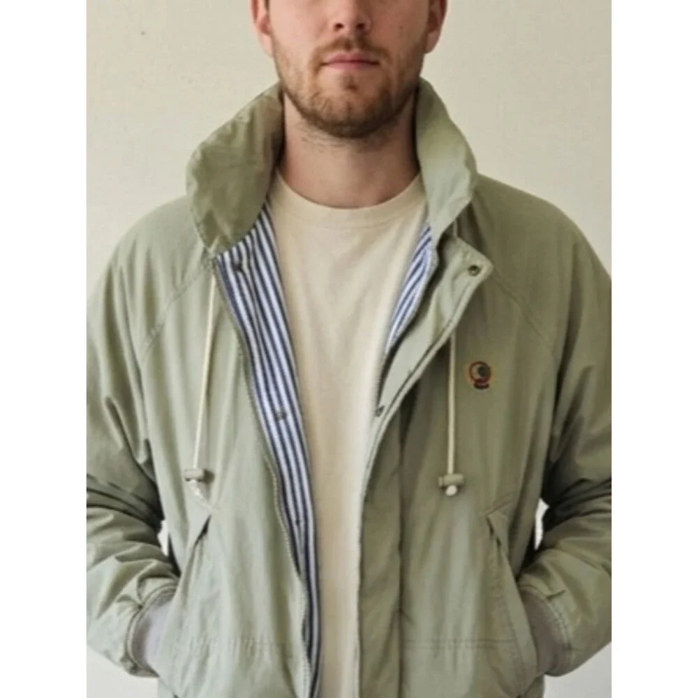 Vintage Duck Head Bomber Jacket Quilt Lining Zip Out Hood Outdoor L Neutral 90s